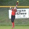 Olivia Basham goes airborne for the catch as Central faced off against Union.